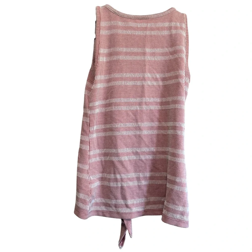 Old Navy Tank Top Kids L 10-12‎ Pink Excellent Striped Tie Front Button Ribbed
